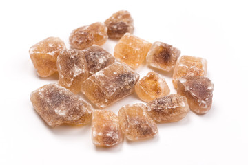 brown sugar isolated on white background. Top view.