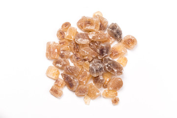 brown sugar isolated on white background. Top view.