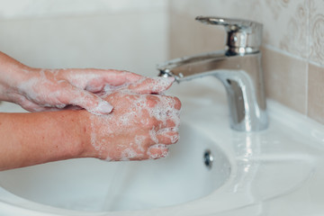 Hygiene. Cleaning Hands. Washing hands with soap