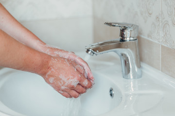Hygiene. Cleaning Hands. Washing hands with soap