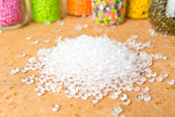 Plastic pellets. Polyethylene granules. Plastic Raw material  PE-HD. PE-LD  polymer. BPA FREE