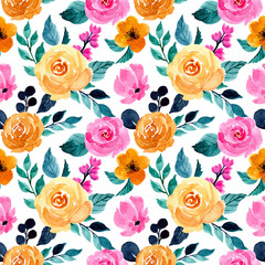 colorful watercolor floral seamless pattern