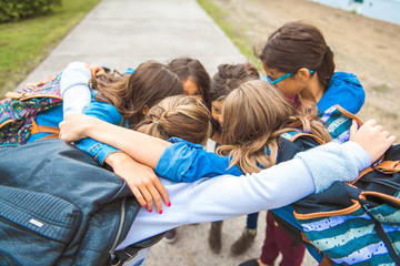 Some nice kids on the school background having fun