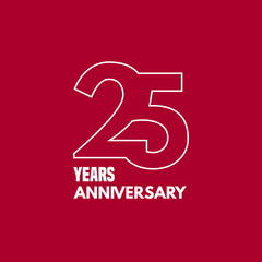 25 years anniversary vector icon, logo. Graphic design element with number and text composition