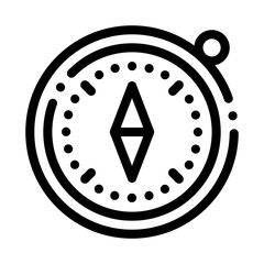 Compass Alpinism Course Detector Tool Vector Icon Thin Line. Mountain Direction And Burner Extreme Mountaineering Alpinism Equipment Concept Linear Pictogram. Contour Outline Illustration