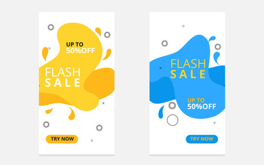 Fototapeta premium Set of flash sale banners with dynamic modern liquid mobile concept
