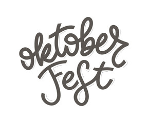 Oktoberfest handwritten lettering. Oktoberfest typography vector design for greeting cards and poster. Beer Festival vector banner. Design template celebration. Vector illustration.