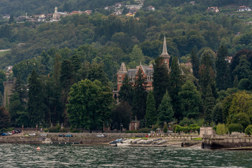 Beautiful view of Lake Maggiore and Baveno beach, Verbano, Italy