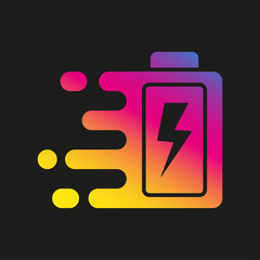 Quick and fast battery charging icon with thunder sign. Quick Charge logo. Vector Illustration. EPS 10.