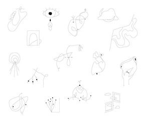 set of abstract drawings