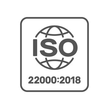 ISO 22000 standard certificate badge. ISO 22000:2018. Food safety management. EPS 10.