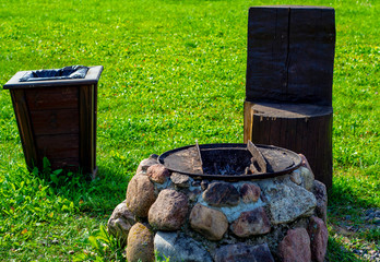 stone bonfire in the park