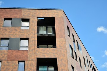Modern European residential apartment buildings quarter. Abstract architecture, fragment of modern urban geometry.