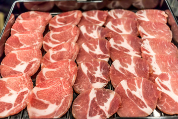 Pork slide barbecue food grill style or Pork for shabu Japan style.