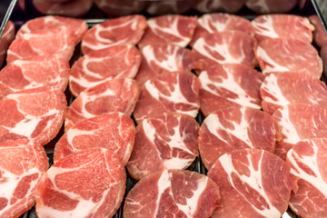 Pork slide barbecue food grill style or Pork for shabu Japan style.
