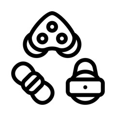 Rollers Detail Rope Movement Equipment Vector Icon Thin Line. Compass, Mountain Direction And Burner Mountaineering Alpinism Equipment Concept Linear Pictogram. Contour Outline Illustration