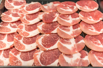 Pork slide barbecue food grill style or Pork for shabu Japan style.