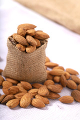 Almond. Almond nuts, close-up isolated on a white background