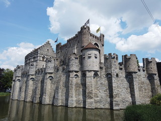 Fototapeta premium Ghent, Belgium - May 2019: View of the Castle of the Counts of Flanders.
