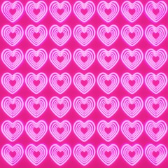 Seamless pattern with purple neon hearts