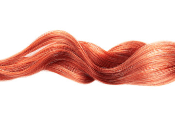Red shiny hair wave, isolated over white