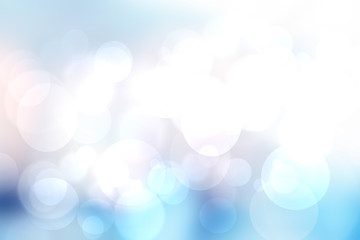 Abstract blurred fresh vivid spring summer light delicate pastel blue white bokeh background texture with bright circular soft color lights. Beautiful backdrop illustration.