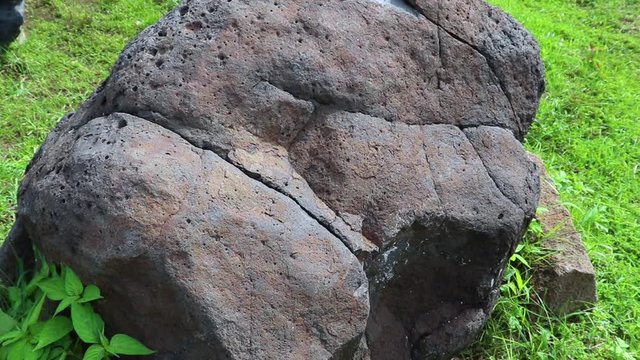 Calcite stone : is a carbonate mineral and the most stable polymorph of calcium carbonate, on ground field.
