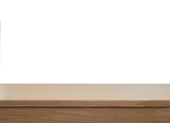 Empty wooden table background for food or product placement or montage. Isolated table