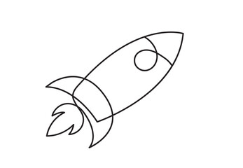 Vector startup. One line style rocket illustration 