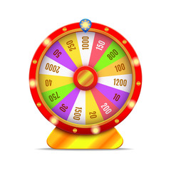 Realistic 3d Detailed Casino Fortune Wheel. Vector