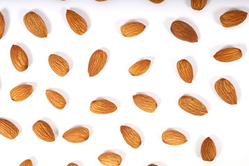 Almond. Almond nuts, close-up isolated on a white background