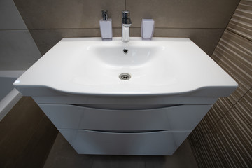 Luxury sink in a bathroom with water tap