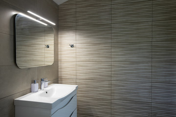 Luxury sink in a bathroom with water tap