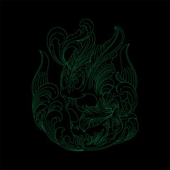 Skull flower line illustration