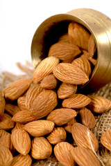 Almond. Almond nuts, close-up isolated on a white background