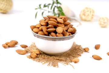 Almond. Almond nuts, close-up isolated on a white background