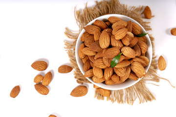Almond. Almond nuts, close-up isolated on a white background