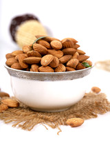 Almond. Almond nuts, close-up isolated on a white background