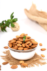 Almond. Almond nuts, close-up isolated on a white background