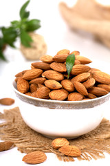 Almond. Almond nuts, close-up isolated on a white background