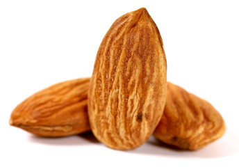 Almond. Almond nuts, close-up isolated on a white background