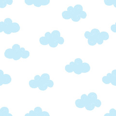 Light blue clouds isolated on ehite background. Seamless pattern with clouds.
