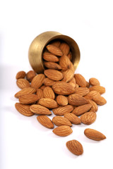 Almond. Almond nuts, close-up isolated on a white background