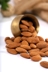 Almond. Almond nuts, close-up isolated on a white background