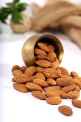Almond. Almond nuts, close-up isolated on a white background