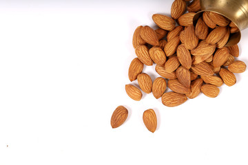 Almond. Almond nuts, close-up isolated on a white background
