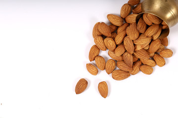 Almond. Almond nuts, close-up isolated on a white background