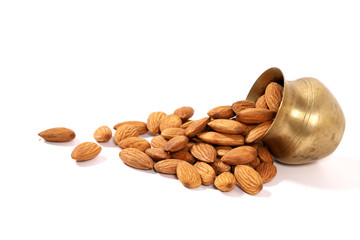 Almond. Almond nuts, close-up isolated on a white background