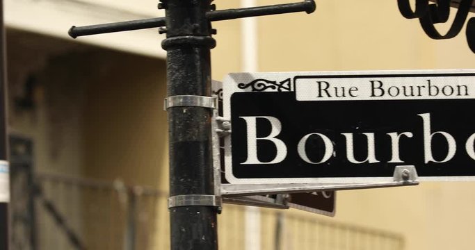 Bourbon Street road sign in the French Quarter New Orleans Louisiana USA
