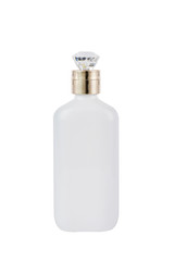 Gel, Foam Or Liquid Soap Dispenser empty Plastic white Bottle isolated. Blank bottle on white background. - Image
